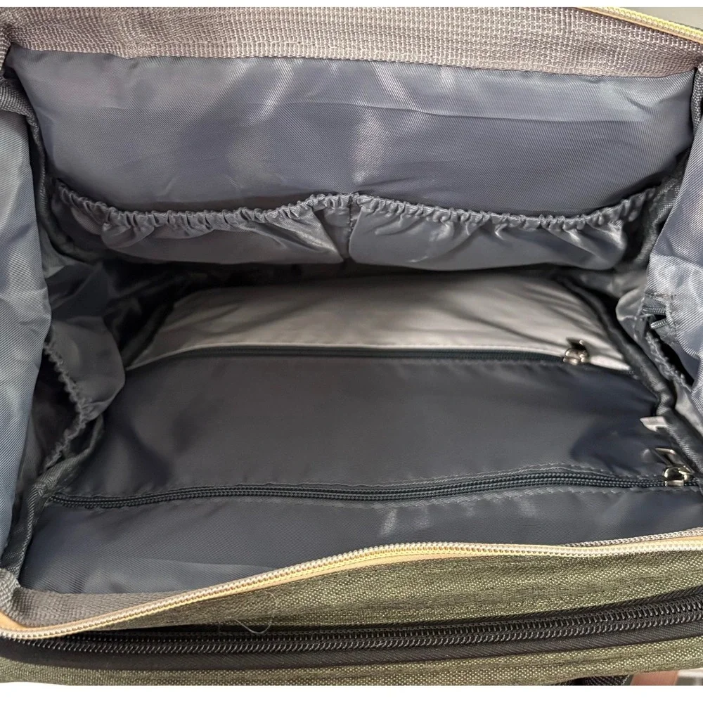 Happy Luoka Diaper Bag Backpack Olive Green Expandable Portable Crib Travel Bag